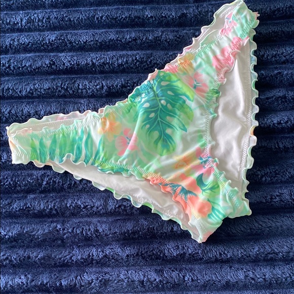 Tropical Leaf Print Bikini Bottom PINK VICTORIAS SECRET - Picture 1 of 9